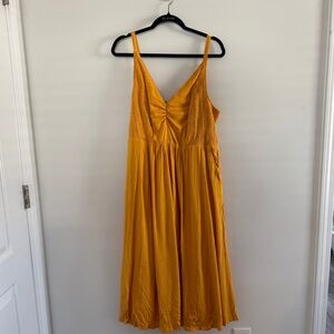 🌻 Torrid Mustard Yellow Smocked Midi Dress – Size 3 (22/24), New With Tags 🌻